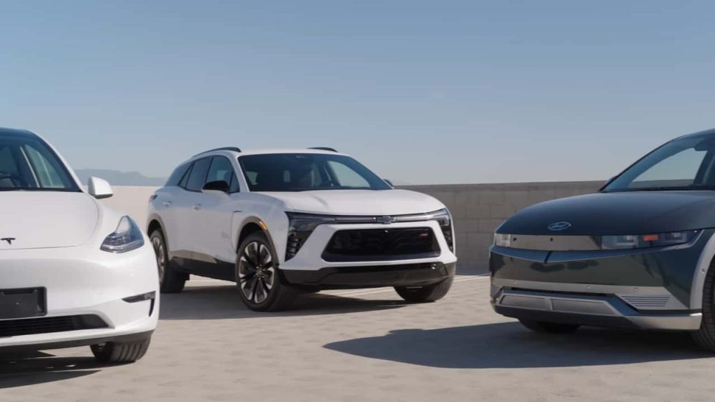 chevrolet blazer ev vs. tesla model y vs. hyundai ioniq 5 source edmunds cars youtube